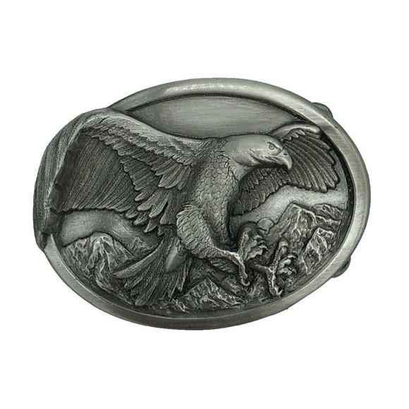 Vtg 1984 3D EAGLE In Flight Bergamot Brass Works Pewter Belt Buckle Made in USA - Picture 3 of 4